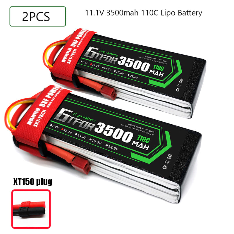 (CN)GTFDR 3S Lipo Battery 11.1V 110C 3500mAh Soft Case Battery with EC5 XT90 Connector for Car Truck Tank RC Buggy Truggy Racing Hobby