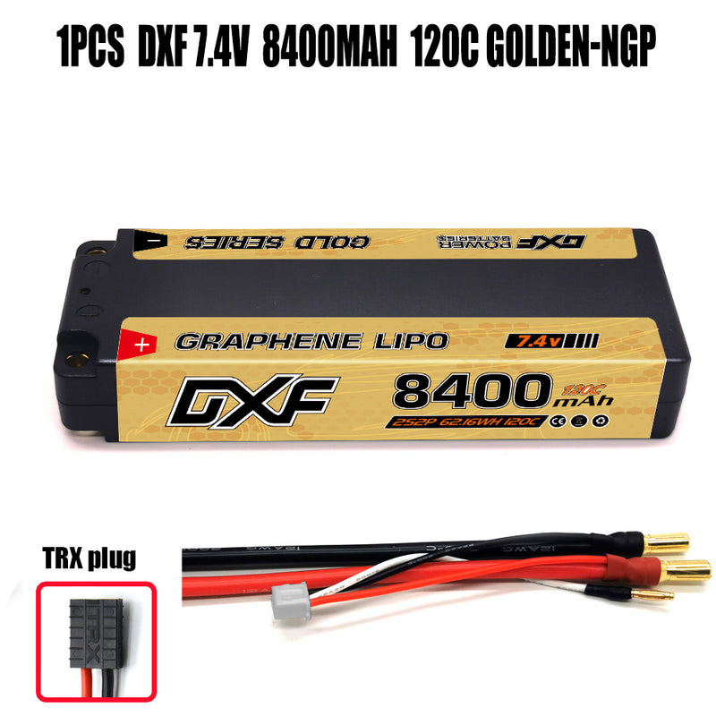 (CN)DXF 5mm 2S 8400mAh 7.4V 120C GOLDEN-NGP Batteria Lipo ad Alta Capacità Hardcase con XT90 Spina per 1:8 Scala RC Auto, Multi-Rotore RC Aeroplano, RC Elicottero, RC Barca