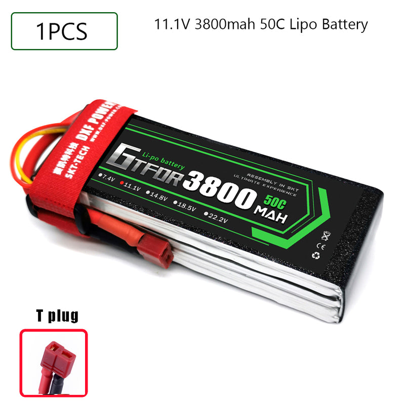 (CN)GTFDR 3S Lipo Battery 11.1V 50C 3800mAh Soft Case Battery with EC5 XT90 Connector for Car Truck Tank RC Buggy Truggy Racing Hobby