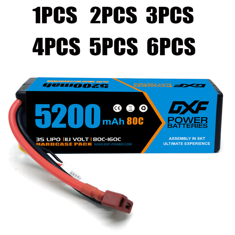 (IT)DXF Lipo-Akku 3S 11,1 V 5200 mAh 80C Blue Series Lipo-Hardcase mit Deans-Stecker für Rc 1/8 1/10 Buggy Truck Car Off-Road-Drohne 