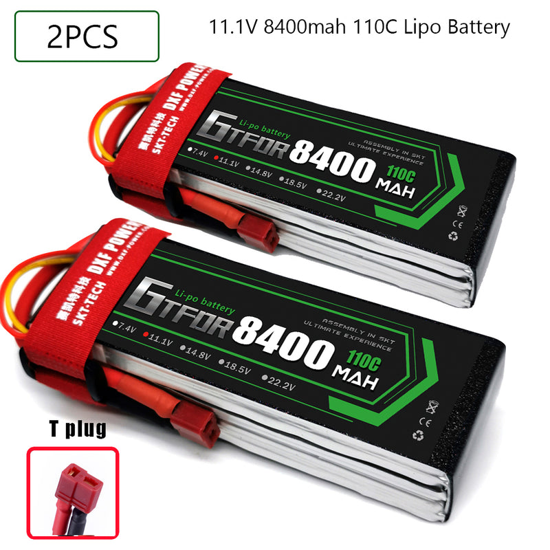 (CN)GTFDR 3S Lipo Battery 11.1V 110C 8400mAh Soft Case Battery with EC5 XT90 Connector for Car Truck Tank RC Buggy Truggy Racing Hobby