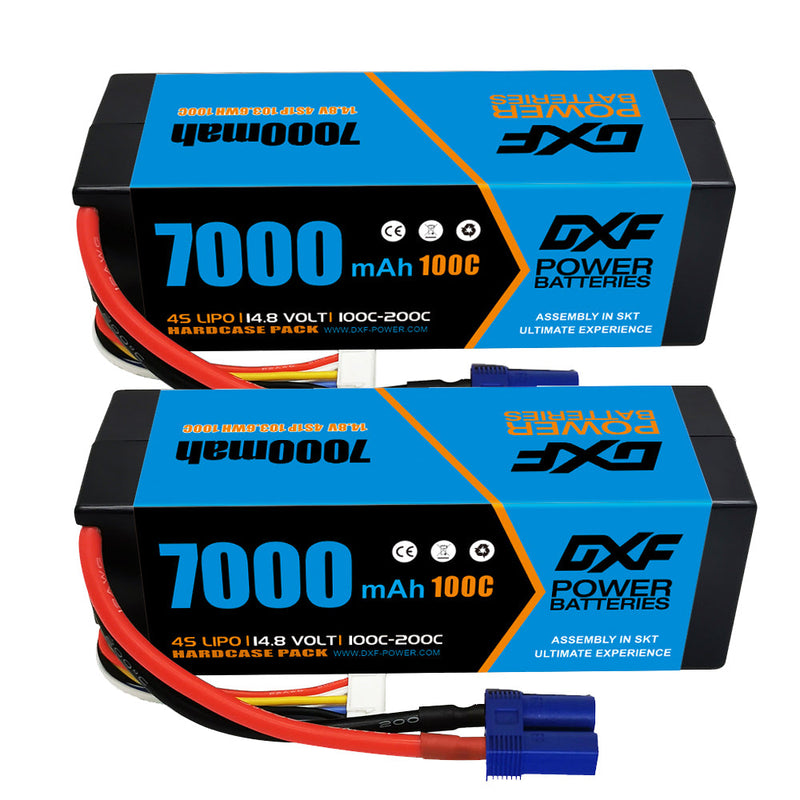 (IT)DXF Lipo-Akku 4S 14,8 V 7000 mAh 100 C/200 C HardCase Lipo-Akku für RC HPI HSP 1/8 1/10 Buggy RC Car Truck 