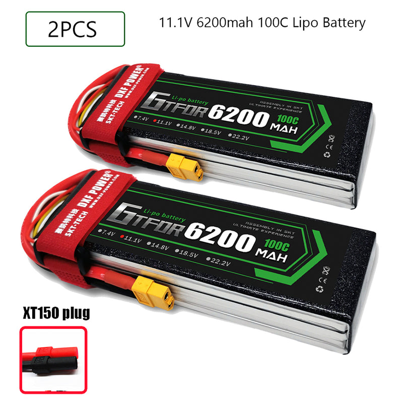 (CN)GTFDR 3S Lipo Battery 11.1V 100C 6200mAh Soft Case Battery with EC5 XT90 Connector for Car Truck Tank RC Buggy Truggy Racing Hobby