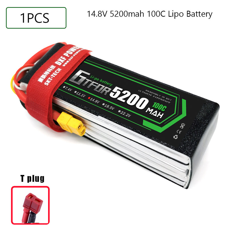 (CN)GTFDR 4S Lipo Battery 14.8V 100C 5200mAh Soft Case Battery with EC5 XT90 Connector for Car Truck Tank RC Buggy Truggy Racing Hobby