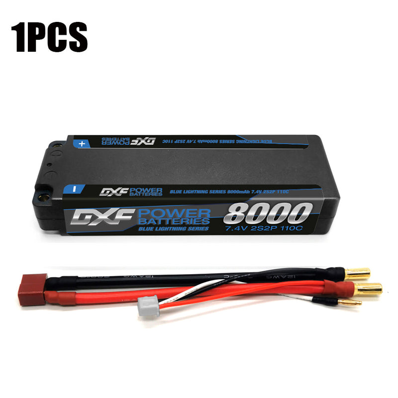 (ES)DXF Lipo Akku 2S 7,4V 8000mAh 110C/220C Hardcase Akku Graphen 5MM Akku für Rc Truck Drone 1/10 1/8 Scale Traxxas Slash 4x4 RC Car Buggy Truggy 