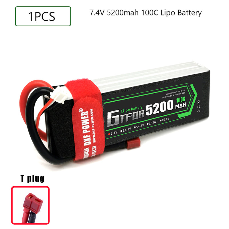 (CN)GTFDR 2S Lipo Battery 7.4V 100C 5200mAh Soft Case Battery with EC5 XT90 Connector for Car Truck Tank RC Buggy Truggy Racing Hobby