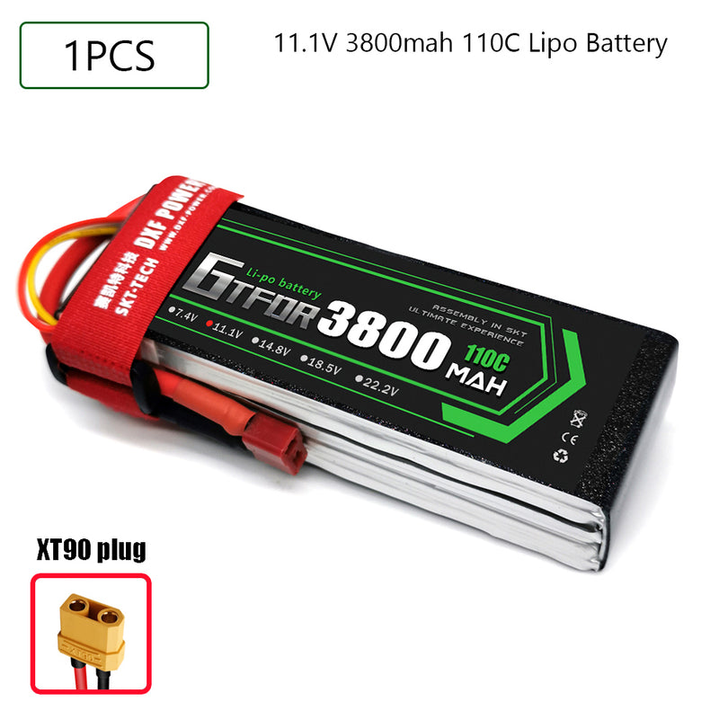 (CN)GTFDR 3S Lipo Battery 11.1V 110C  3800mAh Soft Case Battery with EC5 XT90 Connector for Car Truck Tank RC Buggy Truggy Racing Hobby