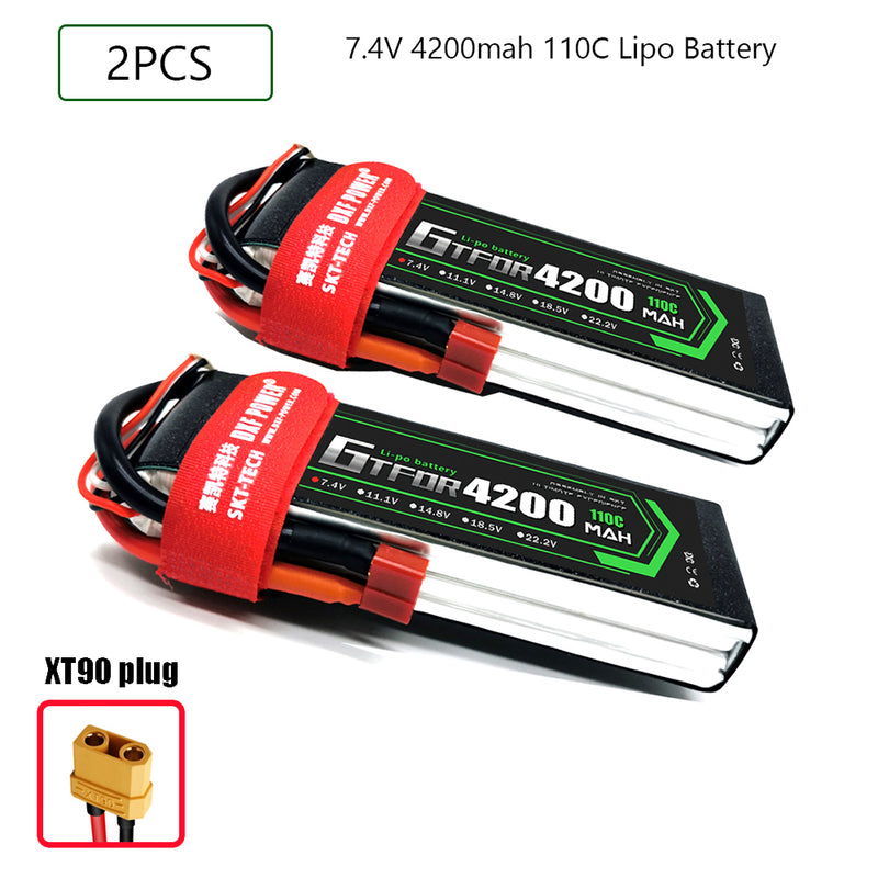 (CN)GTFDR 2S Lipo Battery 7.4V 110C 4200mAh Soft Case Battery with EC5 XT90 Connector for Car Truck Tank RC Buggy Truggy Racing Hobby