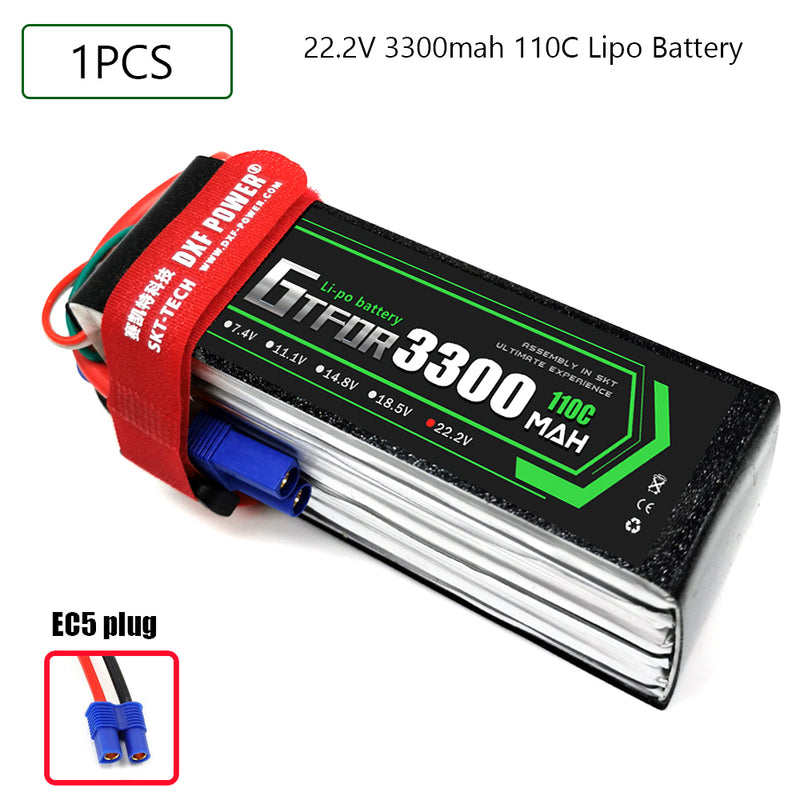 (CN)GTFDR 6S Lipo Battery 22.2V 110C 3300mAh Soft Case Battery with EC5 XT90 Connector for Car Truck Tank RC Buggy Truggy Racing Hobby