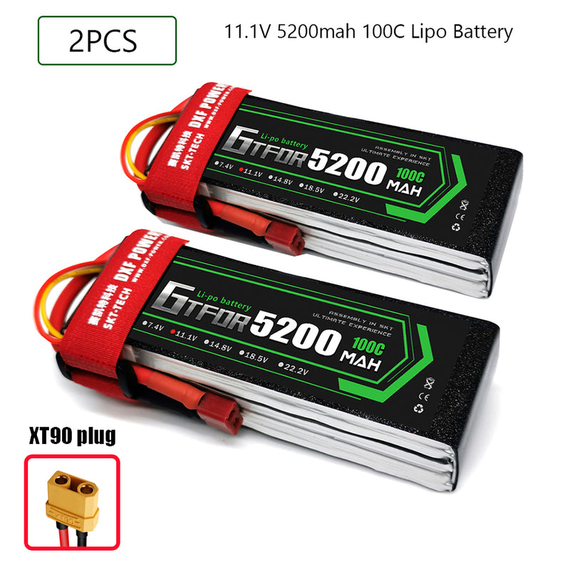 (CN) GTFDR 3S Lipo Battery 11.1V 100C  5200mAh Soft Case Battery with EC5 XT90 Connector for Car Truck Tank RC Buggy Truggy Racing Hobby