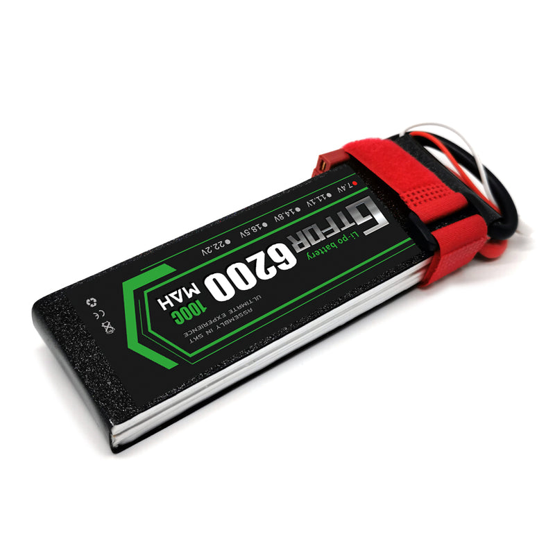 (CN)GTFDR 2S Lipo Battery 7.4V 100C 6200mAh Soft Case Battery with EC5 XT90 Connector for Car Truck Tank RC Buggy Truggy Racing Hobby