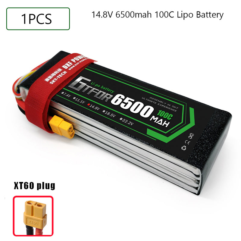 (CN)GTFDR 4S Lipo Battery 14.8V 100C 6500mAh Soft Case Battery with EC5 XT90 Connector for Car Truck Tank RC Buggy Truggy Racing Hobby