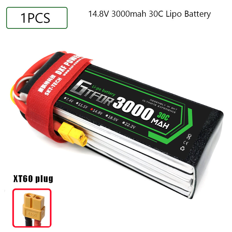 (CN)GTFDR 4S Lipo Battery 14.8V 30C 3000mAh Soft Case Battery with EC5 XT90 Connector for Car Truck Tank RC Buggy Truggy Racing Hobby