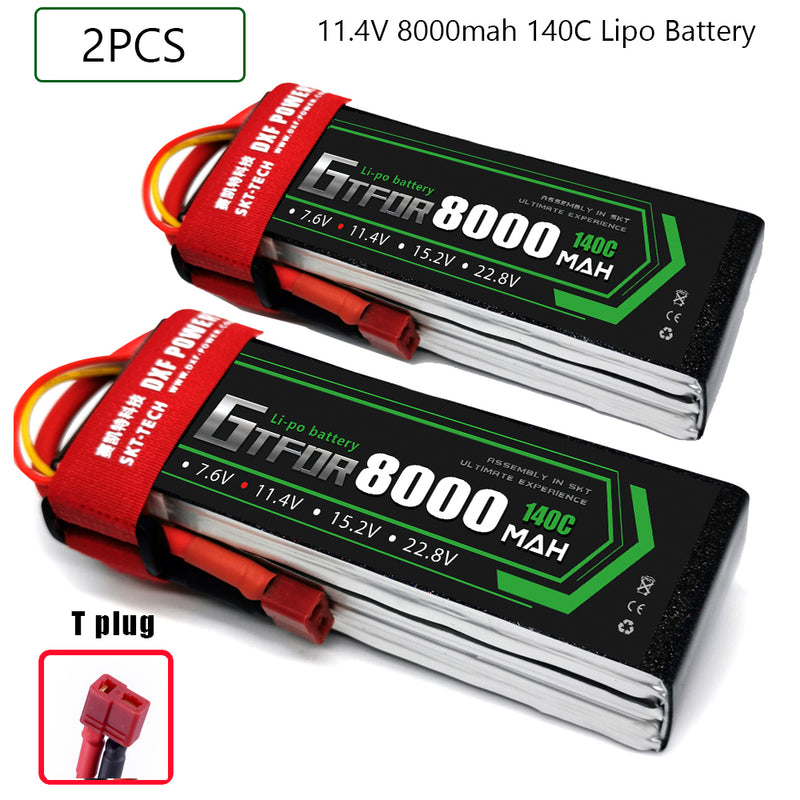 (CN)GTFDR 3S Lipo Battery 11.4V 140C 8000mAh Soft Case Battery with EC5 XT90 Connector for Car Truck Tank RC Buggy Truggy Racing Hobby