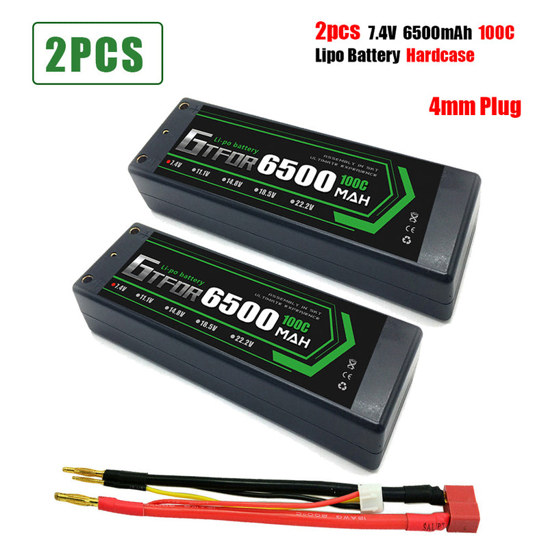 (CN)GTFDR 2S Lipo Battery 6500mAh 7.4V 100C 4mm Hardcase EC5 Plug for RC Buggy Truggy 1/10 Scale Racing Helicopters RC Car Boats