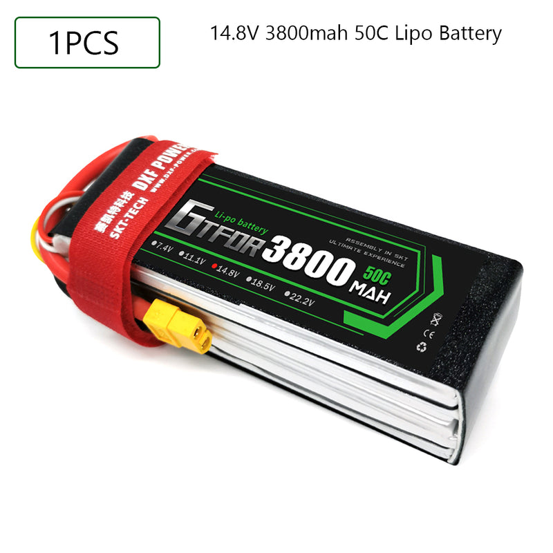 (CN)GTFDR 4S Lipo Battery 14.8V 50C 3800mAh Soft Case Battery with EC5 XT90 Connector for Car Truck Tank RC Buggy Truggy Racing Hobby