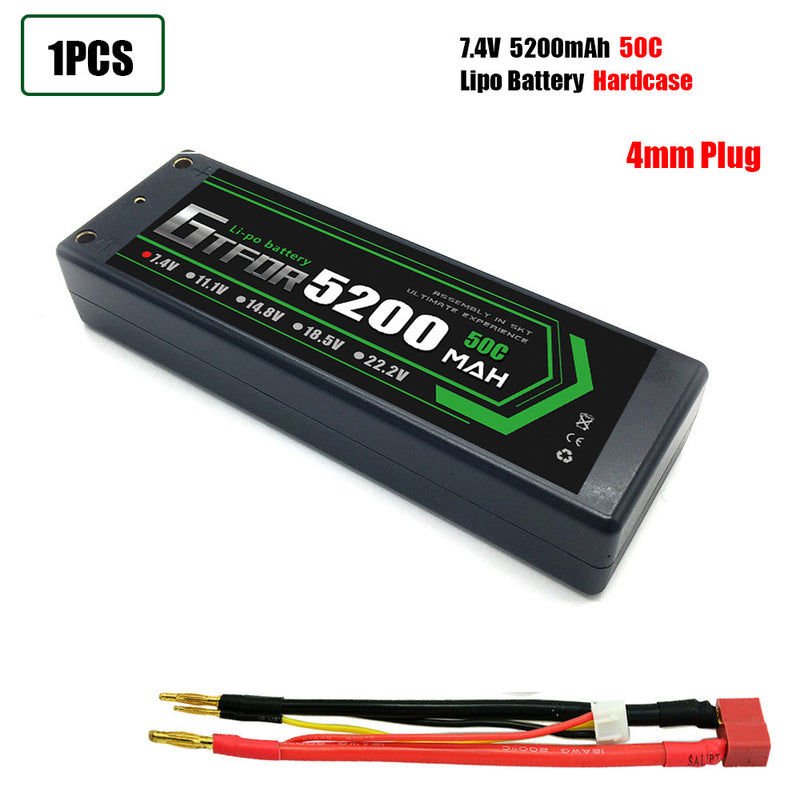 (CN)GTFDR 2S 5200 mAh 7.4V 50C 4MM Batteria Lipo ad Alta Capacità Hardcase con XT90 Spina per 1:8 Scala RC Auto, Multi-Rotore RC Aeroplano, RC Elicottero, RC Barca