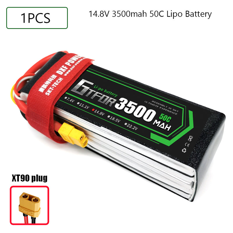 (CN)GTFDR 4S Lipo Battery 14.8V 50C 3500mAh Soft Case Battery with EC5 XT90 Connector for Car Truck Tank RC Buggy Truggy Racing Hobby