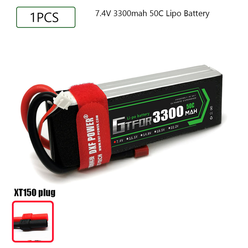 (CN)GTFDR 2S Lipo Battery 7.4V 50C 3300mAh Soft Case Battery with EC5 XT90 Connector for Car Truck Tank RC Buggy Truggy Racing Hobby