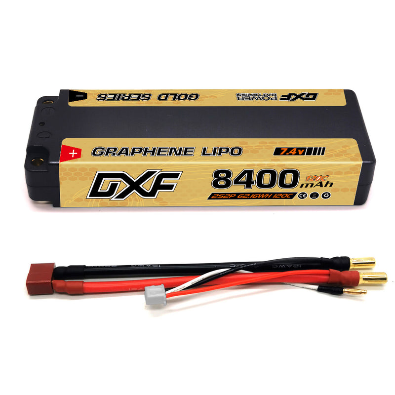 (CN)DXF 5mm 2S 8400mAh 7.4V 120C GOLDEN-NGP Batteria Lipo ad Alta Capacità Hardcase con XT90 Spina per 1:8 Scala RC Auto, Multi-Rotore RC Aeroplano, RC Elicottero, RC Barca