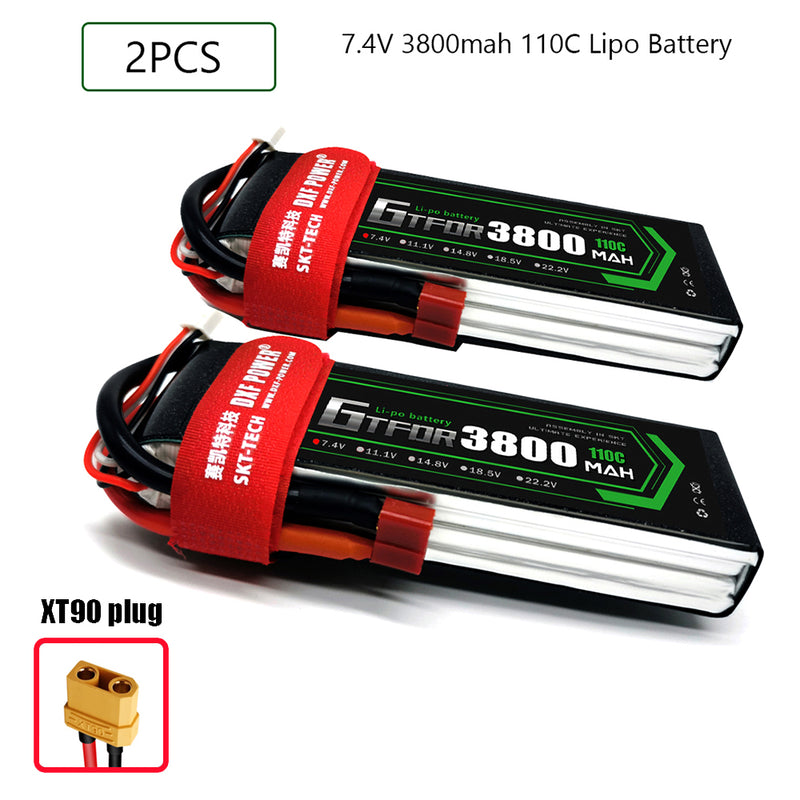 (CN)GTFDR 2S Lipo Battery 7.4V 110C 3800mAh Soft Case Battery with EC5 XT90 Connector for Car Truck Tank RC Buggy Truggy Racing Hobby