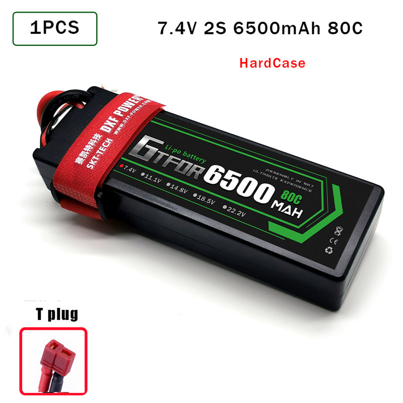 (CN)GTFDR 2S Lipo Battery 6500mAh 7.4V 80C Hardcase EC5 Plug for RC Buggy Truggy 1/10 Scale Racing Helicopters RC Car Boats