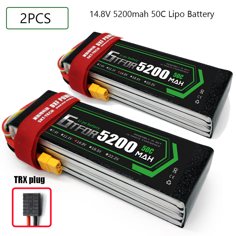 (CN)GTFDR 4S Lipo Battery 14.8V 50C 5200mAh Soft Case Battery with EC5 XT90 Connector for Car Truck Tank RC Buggy Truggy Racing Hobby