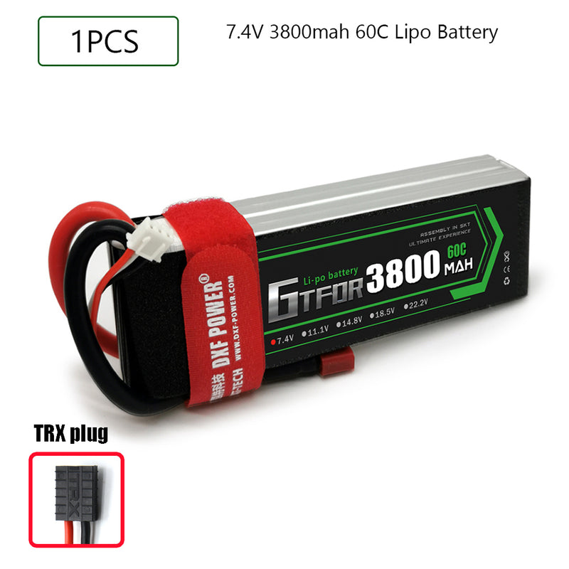 (CN)GTFDR 2S Lipo Battery 7.4V 60C 3800mAh Soft Case Battery with EC5 XT90 Connector for Car Truck Tank RC Buggy Truggy Racing Hobby