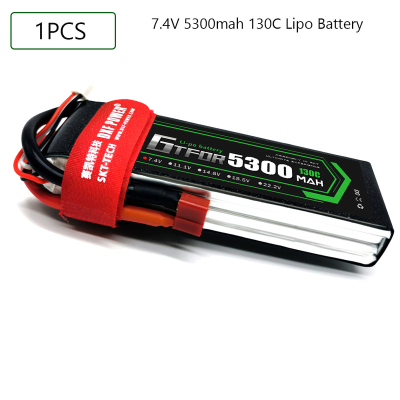 (CN)GTFDR 2S Lipo Battery 7.4V 130C 5300mAh Soft Case Battery with EC5 XT90 Connector for Car Truck Tank RC Buggy Truggy Racing Hobby