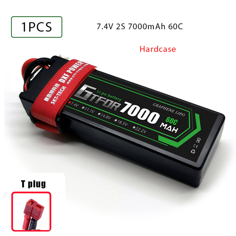 (CN)GTFDR 2S Lipo Battery 7000mAh 7.4V 60C Hardcase EC5 Plug for RC Buggy Truggy 1/10 Scale Racing Helicopters RC Car Boats