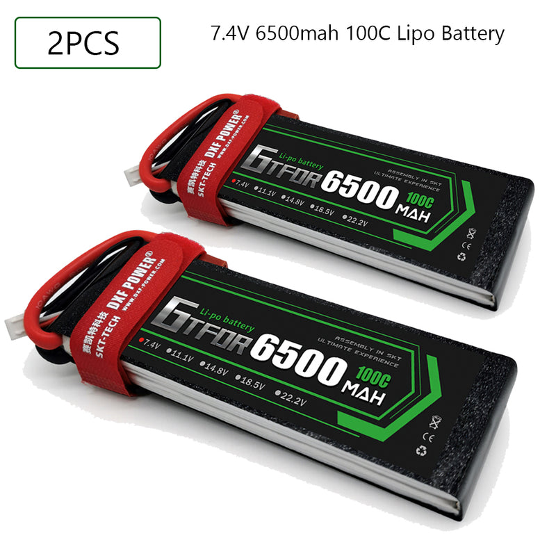 (CN)GTFDR 2S Lipo Battery 7.4V 100C 6500mAh Soft Case Battery with EC5 XT90 Connector for Car Truck Tank RC Buggy Truggy Racing Hobby