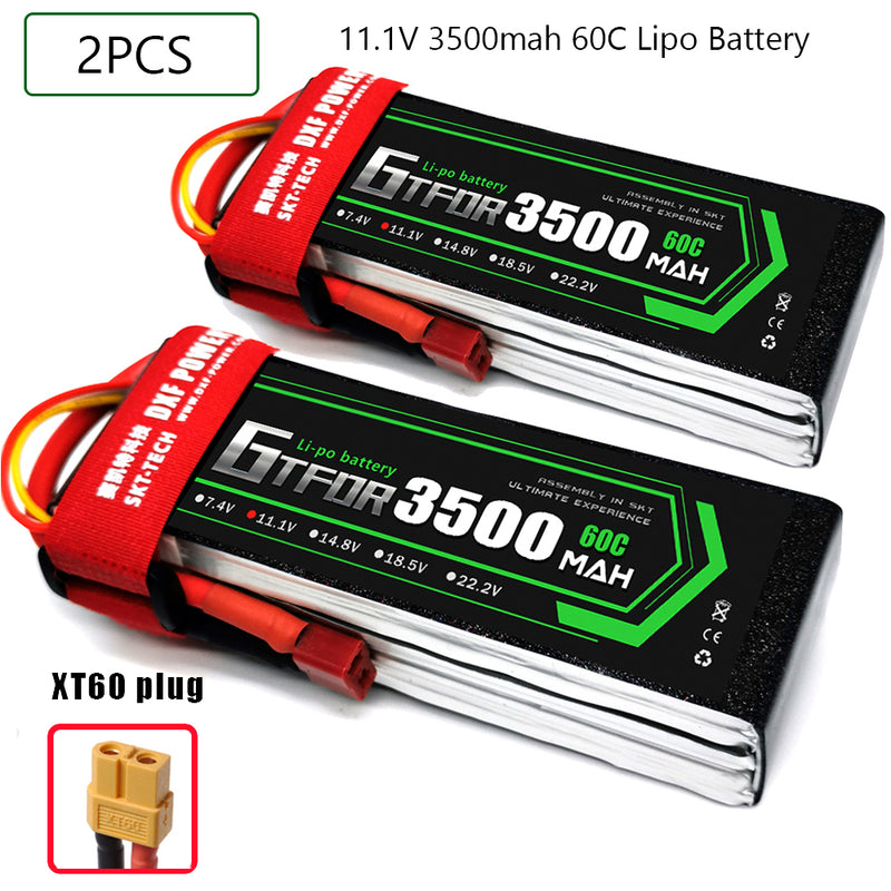 (CN)GTFDR 3S Lipo Battery 11.1V 60C 3500mAh Soft Case Battery with EC5 XT90 Connector for Car Truck Tank RC Buggy Truggy Racing Hobby