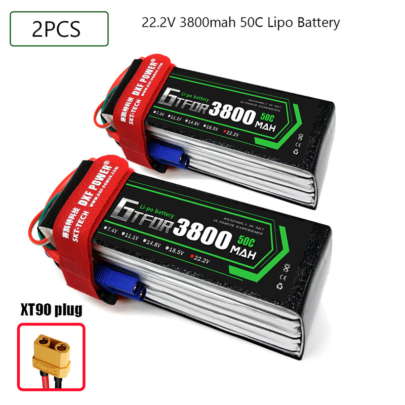 (CN)GTFDR 6S Lipo Battery 22.2V 50C 3800mAh Soft Case Battery with EC5 XT90 Connector for Car Truck Tank RC Buggy Truggy Racing Hobby