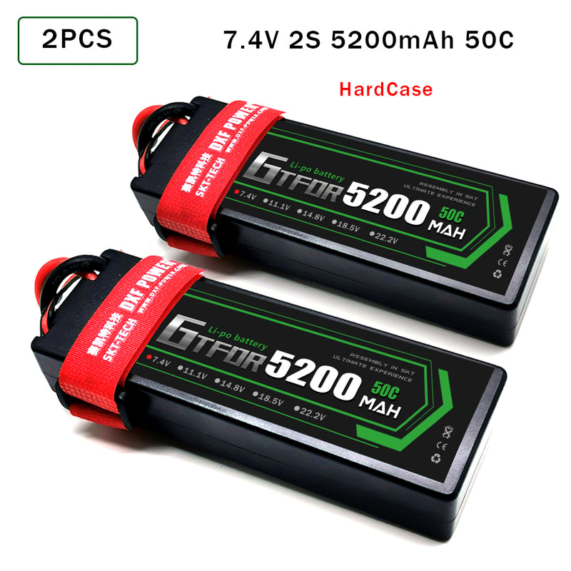 (CN) GTFDR 2S 7.4V Lipo Battery 50C 5200mAh for RC 1/10 1/8 Vehicles Car Truck Tank Truggy Competition Racing Hobby