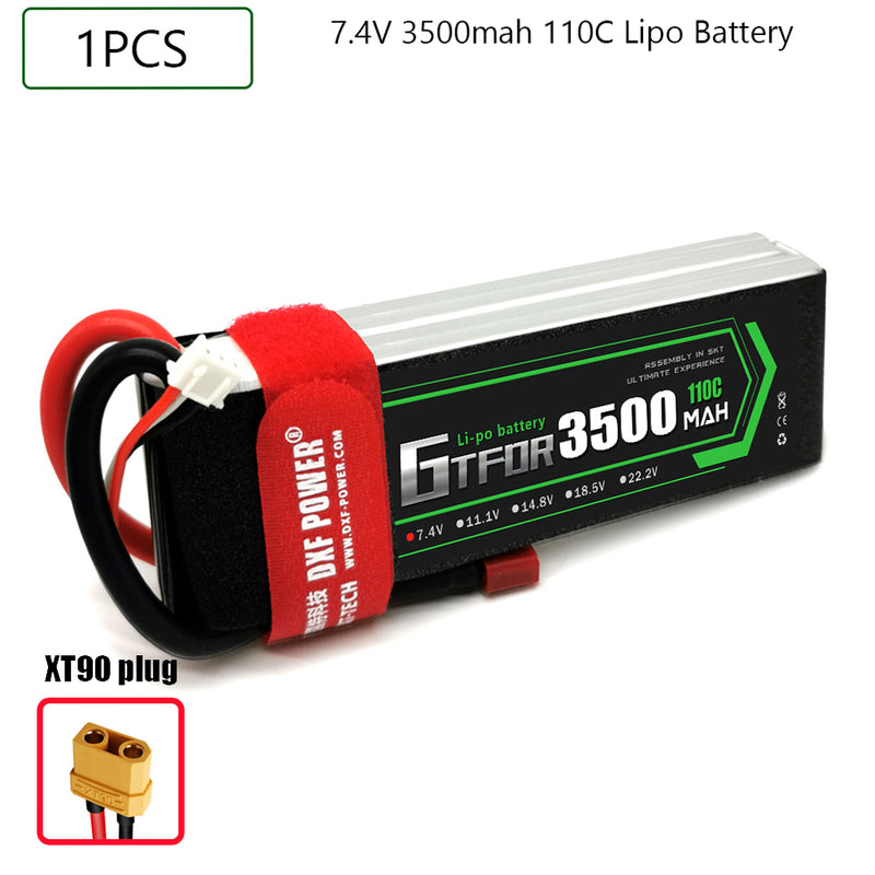 (CN)GTFDR 2S Lipo Battery 7.4V 110C 3500mAh Soft Case Battery with EC5 XT90 Connector for Car Truck Tank RC Buggy Truggy Racing Hobby