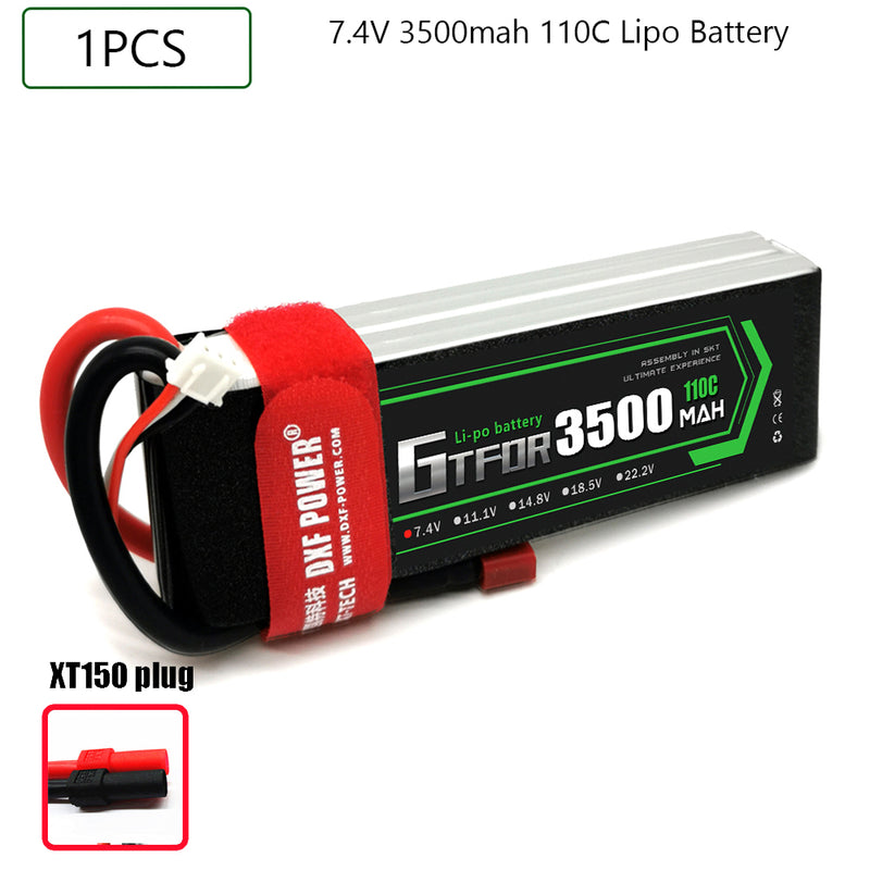 (CN)GTFDR 2S Lipo Battery 7.4V 110C 3500mAh Soft Case Battery with EC5 XT90 Connector for Car Truck Tank RC Buggy Truggy Racing Hobby