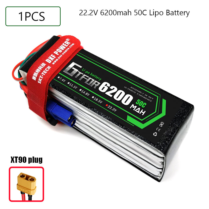 (CN)GTFDR 6S Lipo Battery 22.2V 50C 6200mAh Soft Case Battery with EC5 XT90 Connector for Car Truck Tank RC Buggy Truggy Racing Hobby