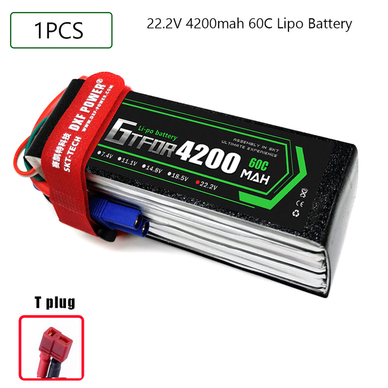 (CN)GTFDR 6S Lipo Battery 22.2V 60C 4200mAh Soft Case Battery with EC5 XT90 Connector for Car Truck Tank RC Buggy Truggy Racing Hobby