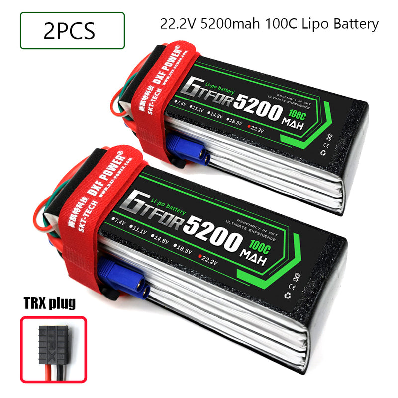 (CN)GTFDR 6S Lipo Battery 22.2V 100C 5200mAh Soft Case Battery with EC5 XT90 Connector for Car Truck Tank RC Buggy Truggy Racing Hobby