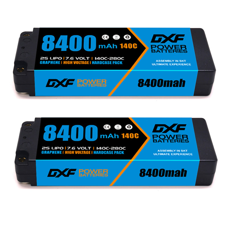 (IT) DXF 2S 7.6V Lipo Battery 140C 8400mAh with 5mm Bullet for RC 1/8 Vehicles Car Truck Tank Truggy Competition Racing Hobby