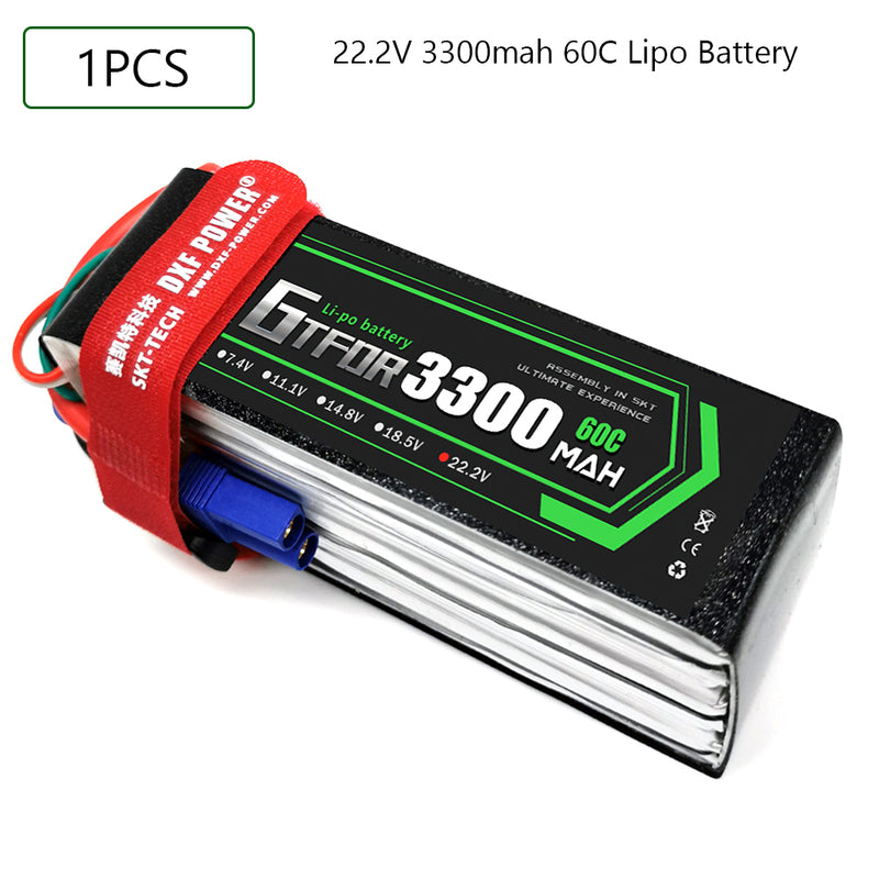 (CN)GTFDR 6S Lipo Battery 22.2V 60C 3300mAh Soft Case Battery with EC5 XT90 Connector for Car Truck Tank RC Buggy Truggy Racing Hobby