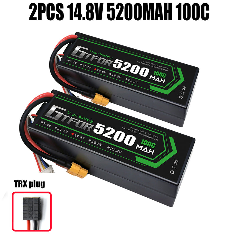 (CN)GTFDR 4S Lipo Battery 5200mAh 14.8V 100C Hardcase EC5 Plug for RC Buggy Truggy 1/10 Scale Racing Helicopters RC Car Boats