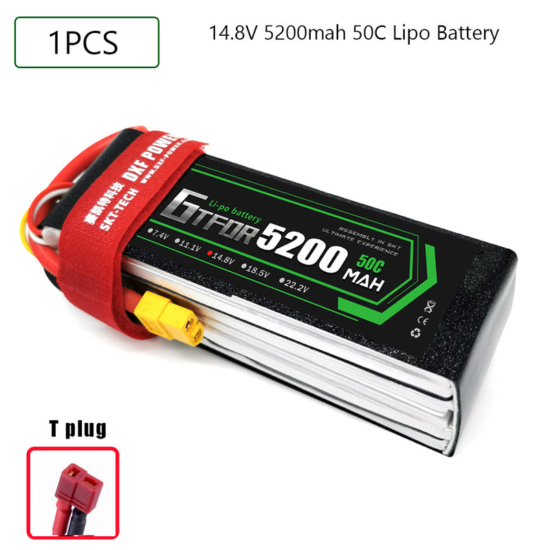 (CN)GTFDR 4S Lipo Battery 14.8V 50C 5200mAh Soft Case Battery with EC5 XT90 Connector for Car Truck Tank RC Buggy Truggy Racing Hobby