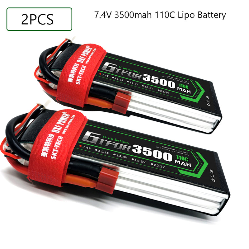 (CN)GTFDR 2S Lipo Battery 7.4V 110C 3500mAh Soft Case Battery with EC5 XT90 Connector for Car Truck Tank RC Buggy Truggy Racing Hobby