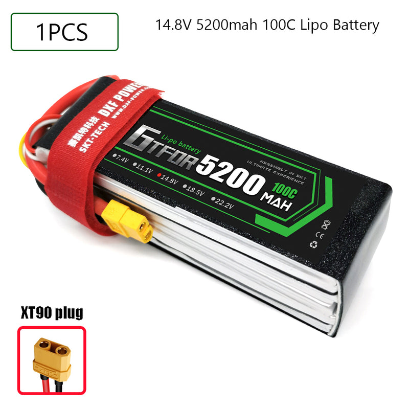 (CN)GTFDR 4S Lipo Battery 14.8V 100C 5200mAh Soft Case Battery with EC5 XT90 Connector for Car Truck Tank RC Buggy Truggy Racing Hobby