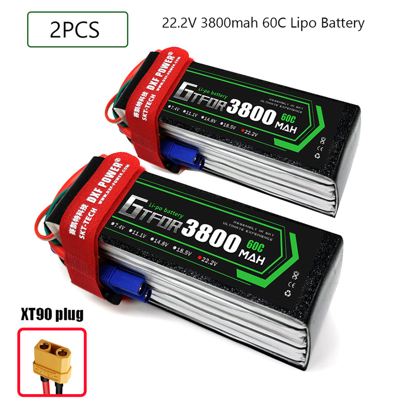 (CN)GTFDR 6S Lipo Battery 22.2V 60C 3800mAh Soft Case Battery with EC5 XT90 Connector for Car Truck Tank RC Buggy Truggy Racing Hobby