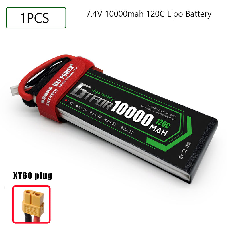 (CN) GTFDR 2S Lipo Battery 7.4V 120C10000mAh Soft Case Battery with EC5 XT90 Connector for Car Truck Tank RC Buggy Truggy Racing Hobby