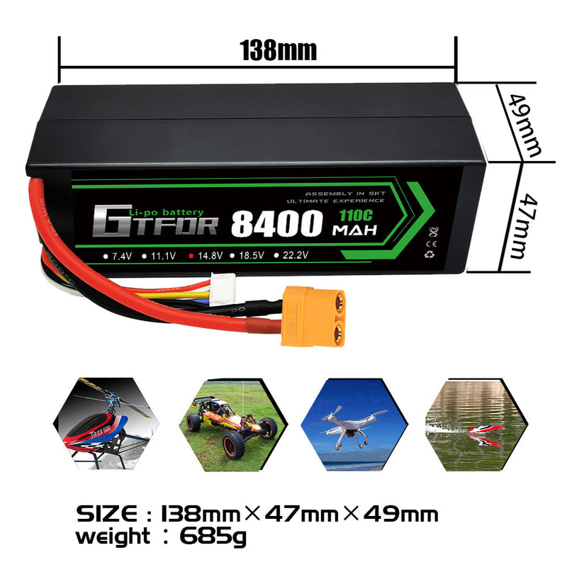 (GE)GTFDR Lipo-Akku 4S 14,8 V 8400 mAh 110 C/220 C HardCase Lipo-Akku für RC HPI HSP 1/8 1/10 Buggy RC Car Truck 