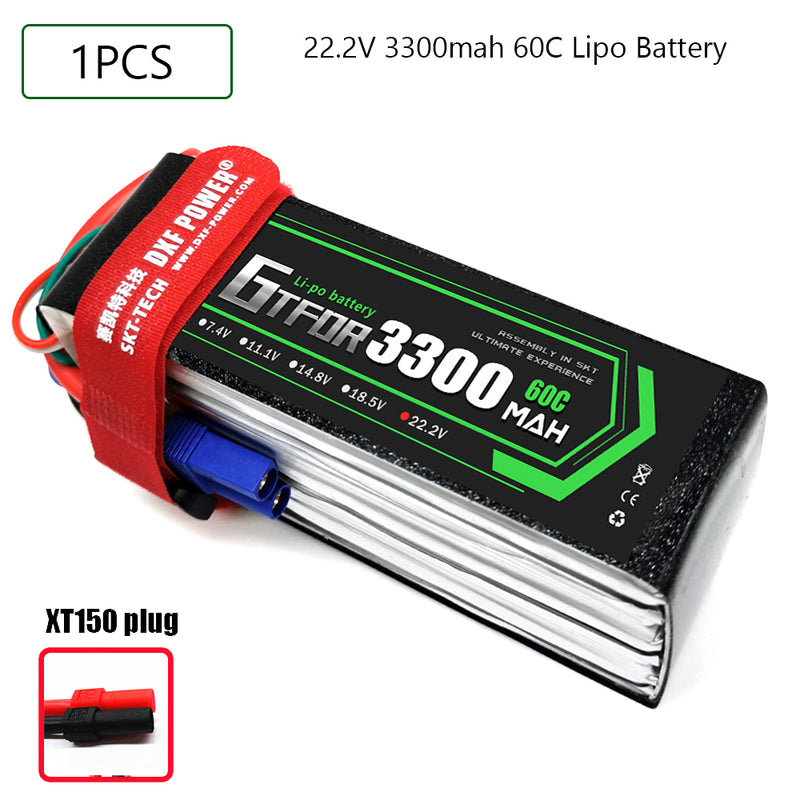 (CN)GTFDR 6S Lipo Battery 22.2V 60C 3300mAh Soft Case Battery with EC5 XT90 Connector for Car Truck Tank RC Buggy Truggy Racing Hobby