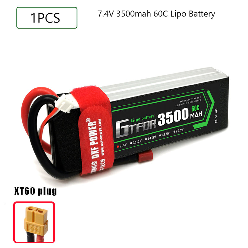 (CN)GTFDR 2S Lipo Battery 7.4V 60C 3500mAh Soft Case Battery with EC5 XT90 Connector for Car Truck Tank RC Buggy Truggy Racing Hobby